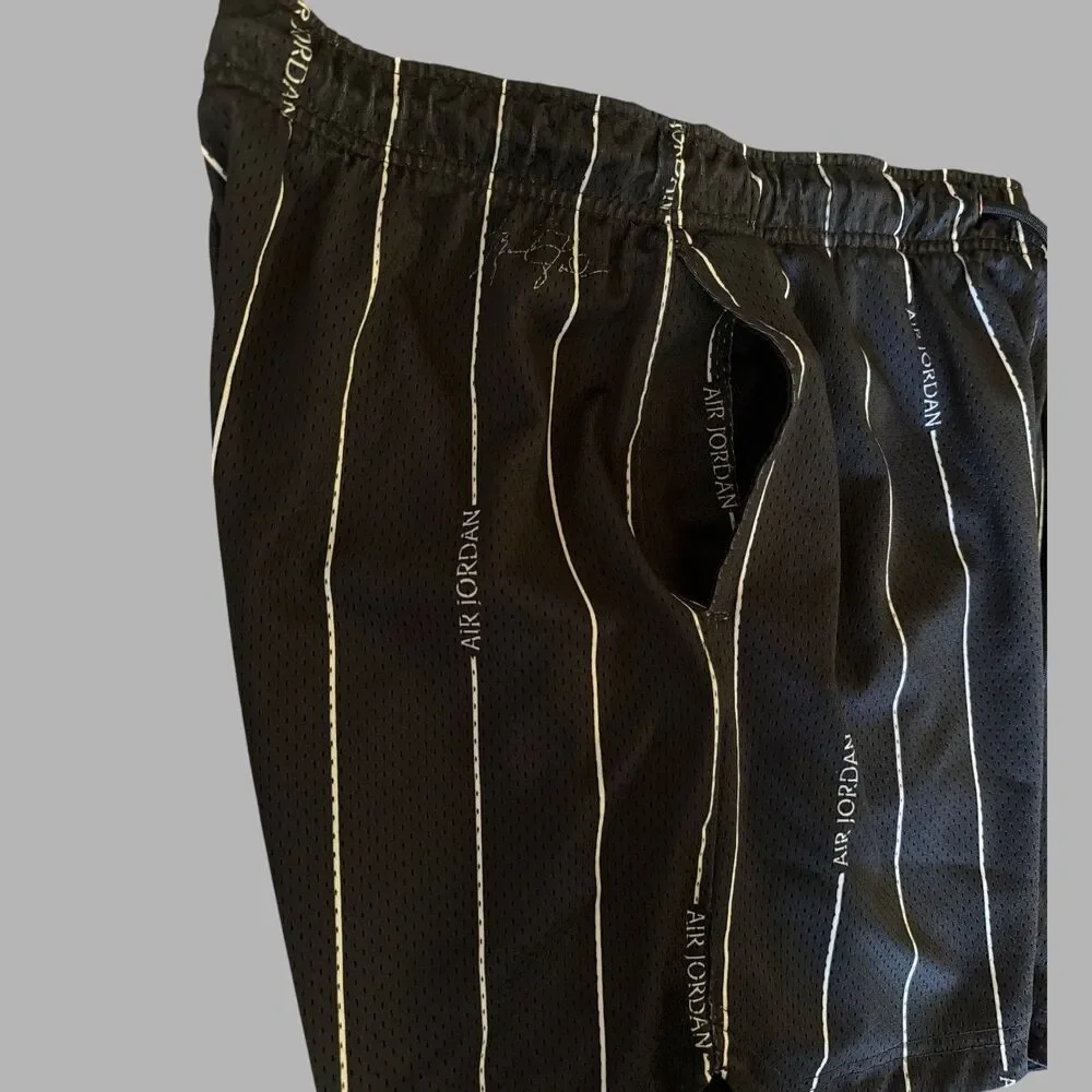 Nike Air Jordan Essentials Basketball Shorts Mens Medium Black Pinstripe Mesh